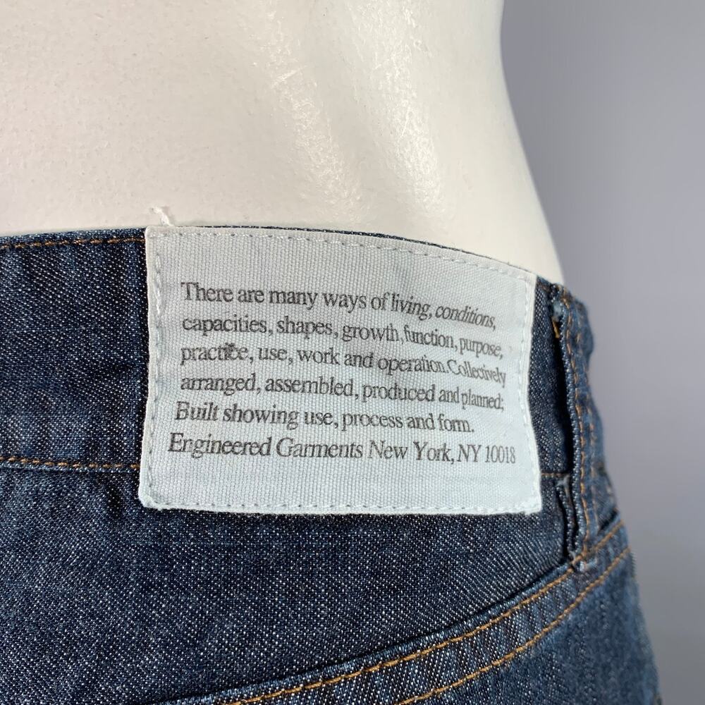 ENGINEERED GARMENTS Size 34 Blue Contrast Stitch Cotton 5 Pocket Jeans - Picture 3 of 5